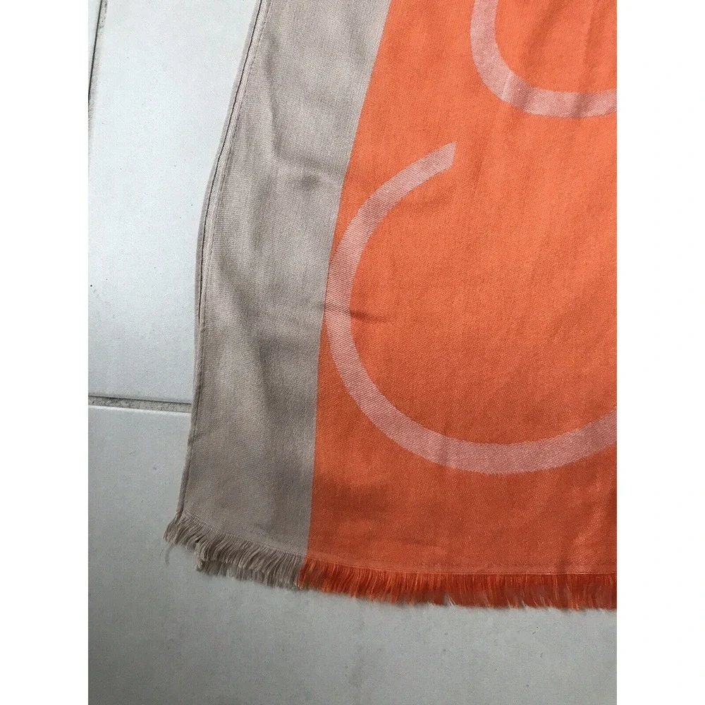 Calvin Klein Scarf Women Sz OS Rectangular Logo‎ Colorblock Fringe Trim FLAWS